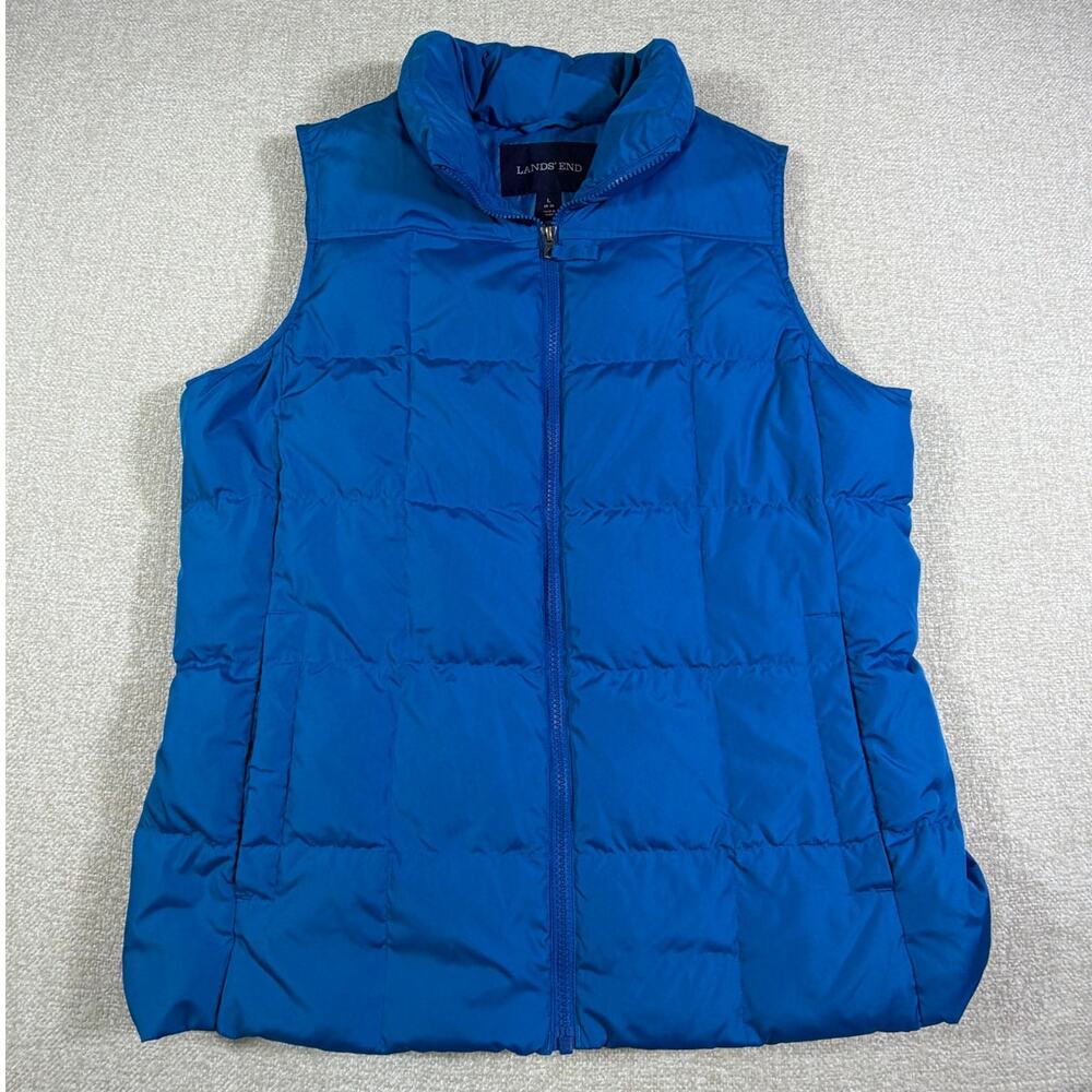 Lands’ End Women’s L Blue 80% Down Fill Lightweight Puffer Vest Zip Front Warm